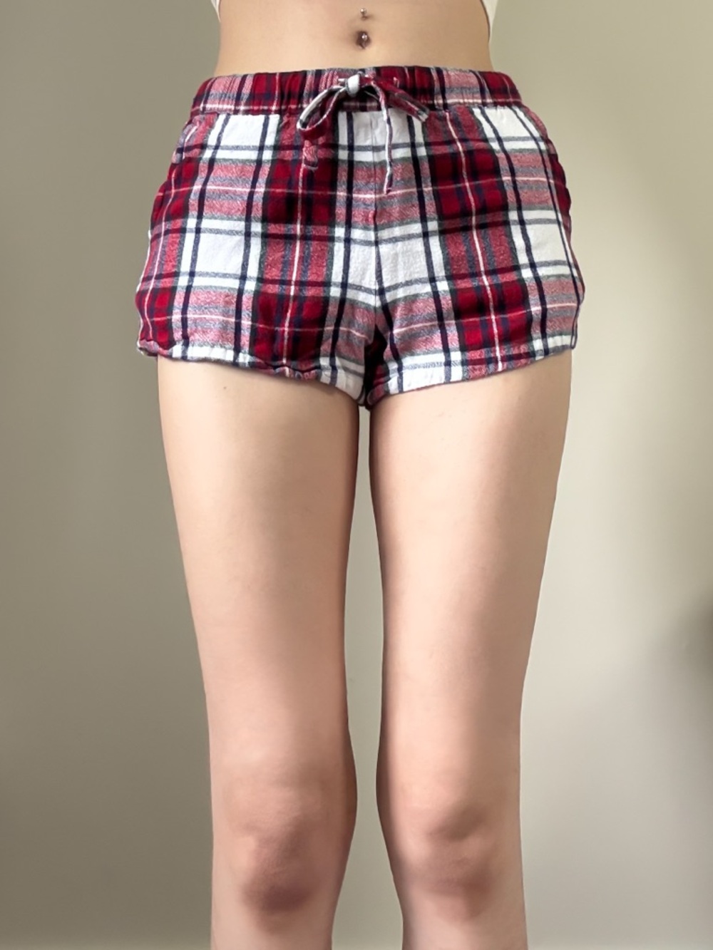 GARAGE Pajama Shorts Lounge Plaid in Red White and Black Size XS GUC